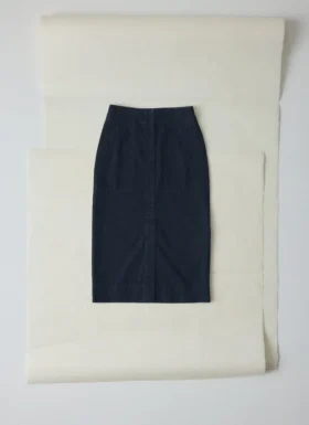 Jupe droite en denim indigo