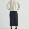 Jupe droite en denim indigo