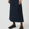 Jupe en denim indigo biologique à poches plaquées