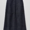 Jupe en denim indigo biologique à poches plaquées