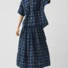 Chemise en coton et lin à carreaux