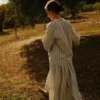 Jupe plissée en coton à rayures