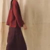 Jupe-tablier en lin teint en pièce