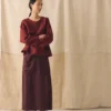 Jupe-tablier en lin teint en pièce