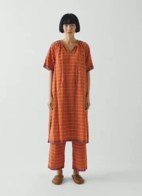 Kaftan en coton à carreaux Bistrot