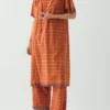 Kaftan en coton à carreaux Bistrot