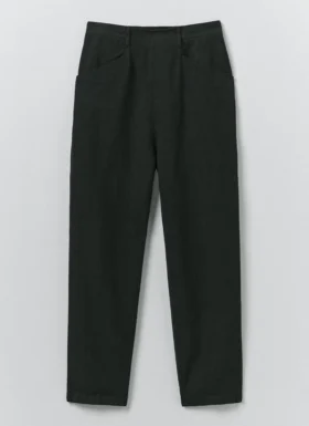 Pantalon Alix en coton et lin à micro-motif pied-de-poule