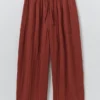 Pantalon ample en gaze de coton froissé