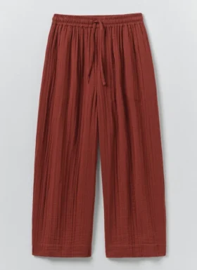 Pantalon ample en gaze de coton froissé