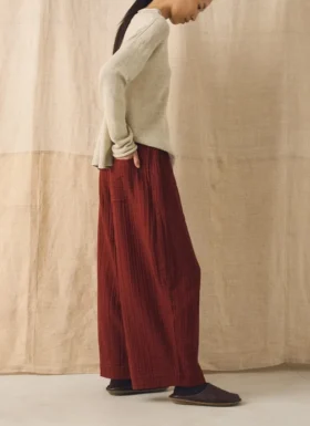 Pantalon ample en gaze de coton froissé