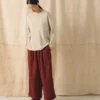 Pantalon ample en gaze de coton froissé