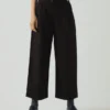 Pantalon en coton et laine à chevrons avec plis sur le devant