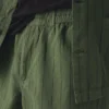Pantalon en coton et lin élastiqué à rayures surteintes