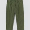 Pantalon en coton et lin élastiqué à rayures surteintes