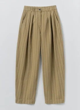 pantalon en coton et lin rayures et plis sur le devant 1 280x385 - Pantalon en coton et lin &agrave; rayures et plis sur le devant