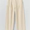 Pantalon en coton à plis sur le devant