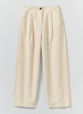 Pantalon en coton à plis sur le devant