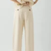 Pantalon en coton à plis sur le devant