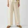 Pantalon en coton à plis sur le devant