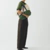 Pantalon en coton teint en pièce avec plis sur le devant
