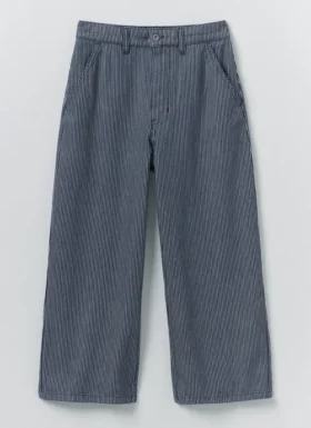Pantalon en denim à rayures Hickory et jambes larges