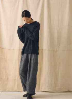 Pantalon en lin et coton avec poches plaquées