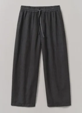 Pantalon en lin teint en pièce avec cordon de serrage