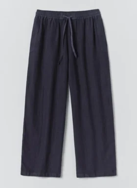 Pantalon en lin teint en pièce avec cordon de serrage