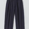 Pantalon en lin teint en pièce avec cordon de serrage
