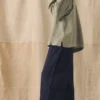 Pantalon en lin teint en pièce avec cordon de serrage