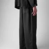 Pantalon en lin teint en pièce avec cordon de serrage