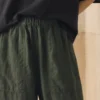 Pantalon en lin teint en pièce à jambes larges