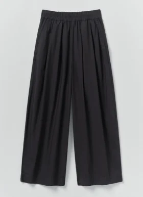 Pantalon en popeline de coton à plis, à enfiler