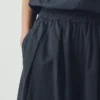 Pantalon en popeline de coton à plis, à enfiler