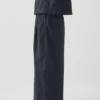 Pantalon en popeline de coton à plis, à enfiler