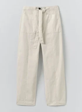 Pantalon en sergé de coton avec ceinture