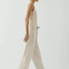 Pantalon en sergé de coton avec ceinture