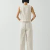 Pantalon en sergé de coton avec ceinture