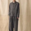 Pantalon en sergé de lin et coton plissé