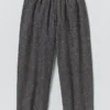 Pantalon en sergé de lin et coton plissé