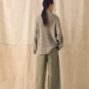 Pantalon en velours côtelé bio à jambes larges
