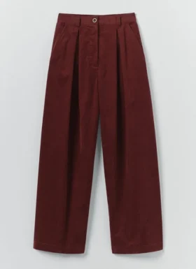 Pantalon en velours côtelé bio à plis sur le devant