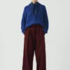 Pantalon en velours côtelé bio à plis sur le devant
