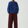 Pantalon en velours côtelé bio à plis sur le devant