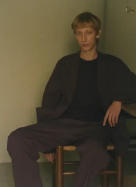 Veste en sergé de coton teint en pièce