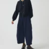 Pantalon à jambes larges en sergé de coton