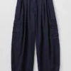 Pantalon à jambes larges en sergé de coton