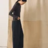 Pantalon à jambes larges en velours côtelé biologique