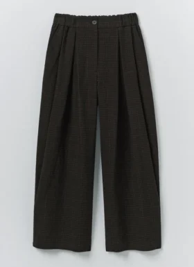 Pantalon large en coton et laine à carreaux Carys
