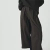 Pantalon large en coton et laine à carreaux Carys